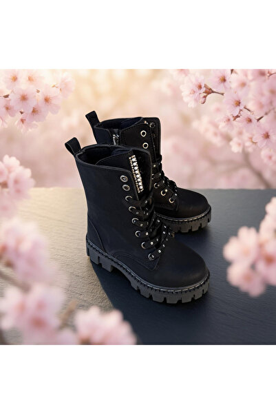 mayback Cizme negre pentru fete, cu talpă anti-alunecare și fermoar