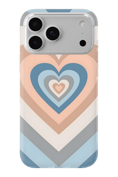 Multitronic حافظة شفافة مطبوعة بتصميم قلب اللاتيه متوافقة مع آيفون 17 برو