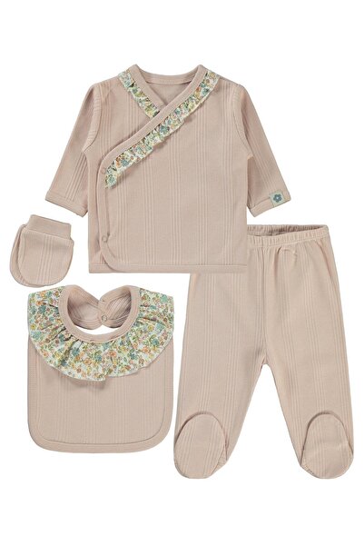 Civil Baby Çizgi Raporlu Zıbın Takımları - Pudra 0-1 Ay