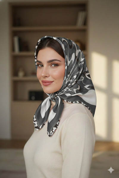 Store İpeksi Doku Geometrik Desen Eşarp 90×90