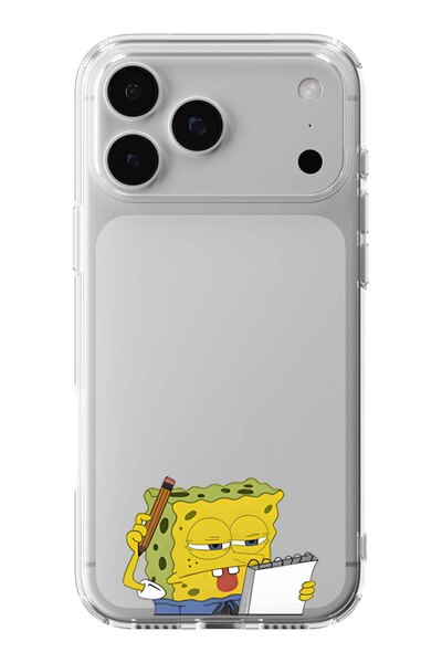 Multitronic حافظة شفافة مطبوعة بتصميم سبونج بوب متوافقة مع آيفون 17 برو