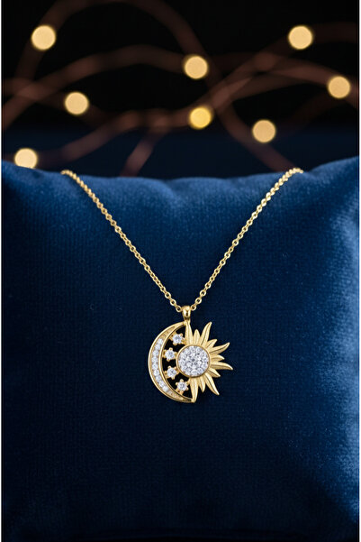 Moda Hilye www.modahilye.com 925 Ayar Gümüş Ay Güneş Tasarım Zirkon Taşlı Kad...