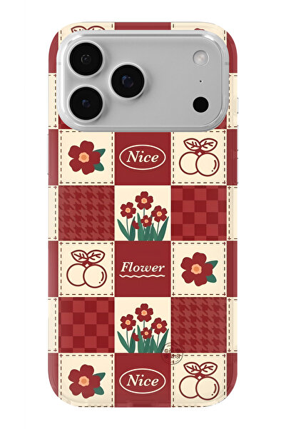 Multitronic حافظة شفافة مطبوعة بتصميم زهرة حمراء متوافقة مع iPhone 17 Pro Max