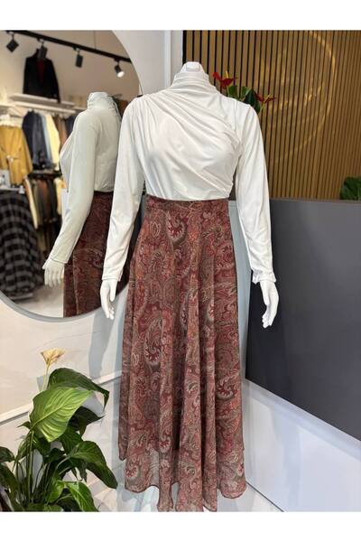 Butik etnik desen şifon etek