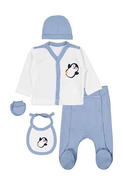 Civil Baby Penguin Printed Bodysuit Sets - Blue Premature