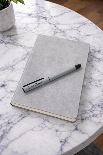 nesnelgift Kişiye Özel Termo Soft Deri Defter ve Roller Kalem Y35