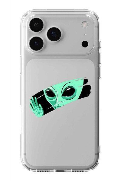Multitronic حافظة شفافة مطبوعة بتصميم Alien Hand متوافقة مع هاتف iPhone 17 Pr...