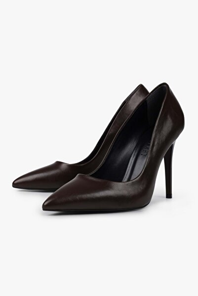 Shoeberry Women's Deyna Brown Skin Stiletto