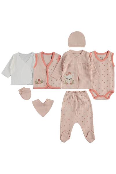 Civil Baby Ceylan Çiçek Baskılı Zıbın Setleri - Pembe 0-1 Ay