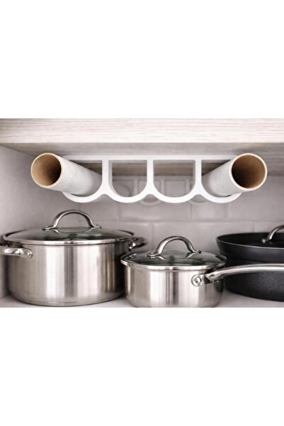 MisterionStudio BEYAZ Mutfak rulo tutucu 4 gözlü pişirme kağıdı - alüminyum f...