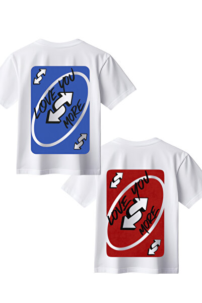 babytex Women's Men's Unisex Lover Couple Combination - Printed Oversize T-Shirt