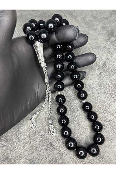Mos Tespih Large Size High-End Custom Design Glass Black Pearl Natural Prayer...