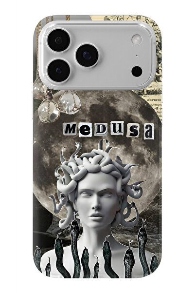 Multitronic حافظة شفافة مطبوعة بتصميم ميدوسا متوافقة مع آيفون 17 برو