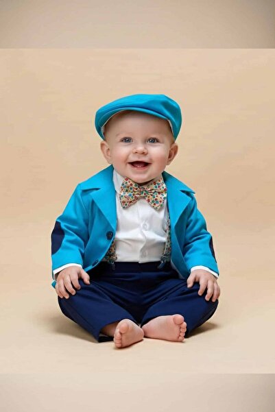 Andreeatex Boys' cotton christening suit with suspenders and bow tie, 5 piece...