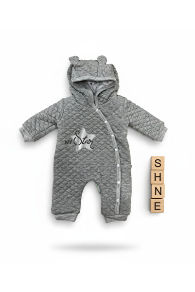 Generic افرول ولادي مع طاقية مقاسات حتى عمر السنة - رمادي