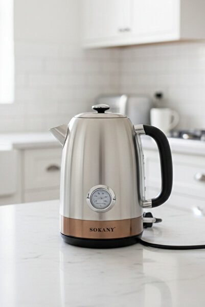 SOKANY Retro Paslanmaz Çelik Termometreli Kettle 1.7L SK-1031