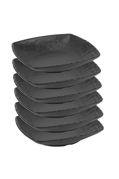 Culinaro Set 6 farfurii patrata adanca,melamina Carre Matt Black 21x25xh4cm,1...