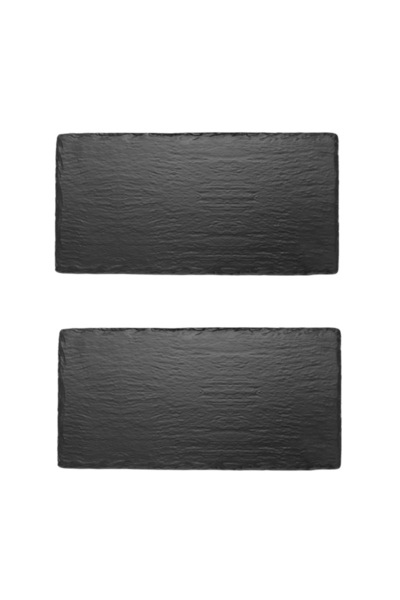 Culinaro Set 2 platouri melamina dreptunghiular Black Slate Effect 16,2x32,5x...