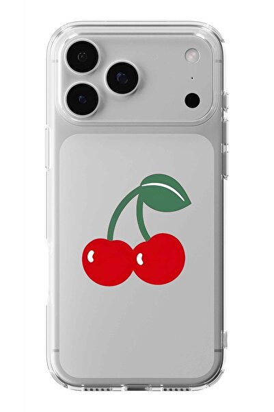 Multitronic حافظة شفافة مطبوعة بتصميم تشيري متوافقة مع آيفون 17 برو