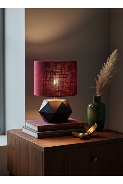 LORD STORE Modern Geometric Base Lampshade – Stylish Table Lamp with Fabric H...