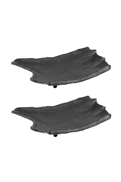 Culinaro Set of 2 rectangular melamine plates 18x27xh5cm, black