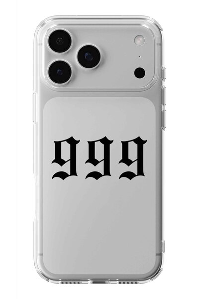 Multitronic حافظة شفافة مطبوعة بتصميم 999 متوافقة مع هاتف iPhone 17 Pro Max