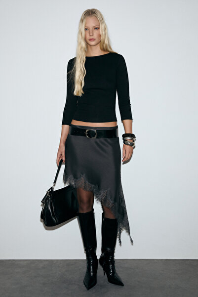 GRIMELANGE Sonelita Women's Soft and Flexible Fabric Truvalar Sleeved Black B...