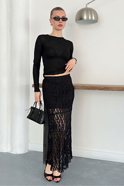 Caddebostan Moda Black Lace Skirt Modern Premium Luxury Trend Design Skirt