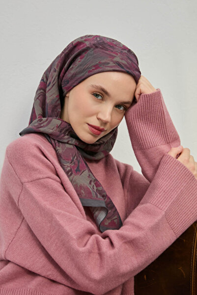 Silk Home Kadın Füme Vişne Çürüğü Çiçekli Desen Viskon Velora Eşarp 161007-25
