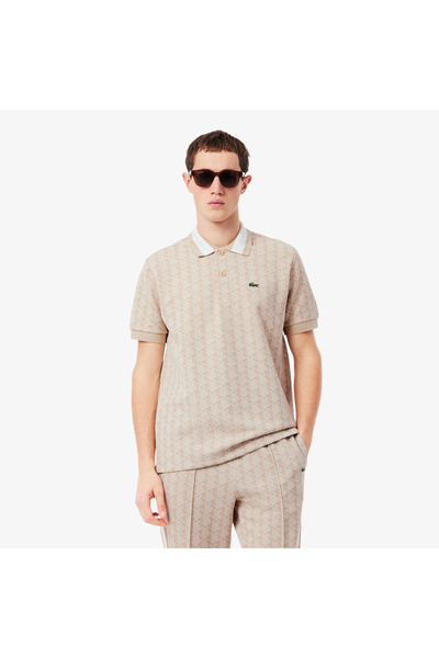 Lacoste قميص بولو كلاسيكي بقصة كلاسيكية ونقشة مونوجرام جاكار - DH1417-00-8GI