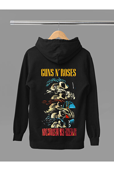 MAGORS Guns&Roses Printed Cotton Long Sleeve Ribbed 3-Ply Hooded Rock Sweatshirt