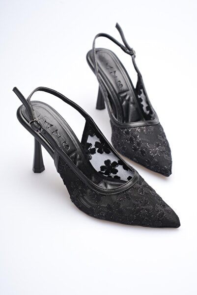 AYS SHOES Pantofi de seară cu toc stiletto, cu detalii din plasă florală și d...