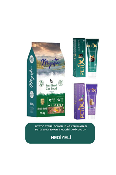 Mystic Kısırlaştırılmış Somonlu Kedi Maması 15 Kg (Petix Malt ve Multivitamin...