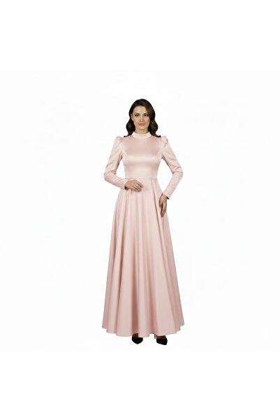 Donna Miranda Hakim Yaka Daire Etek Saten Abiye