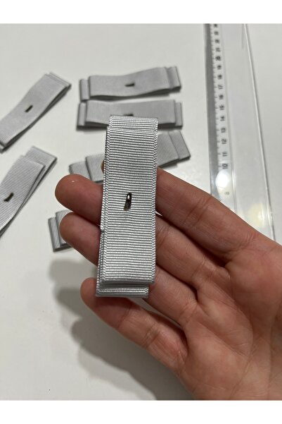 partici dükkanı Two Layers Grogen Ready-Made Ribbon - Gray Color-8X2Cm - 9Pcs