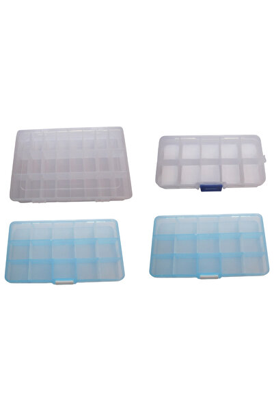 OEM Set of 4 storage boxes with compartments, plastic, blue, transparent