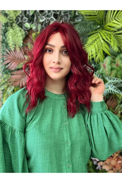 favorim peruk New sezon gerçek saç dokusunda kızıl ortaboy peruk