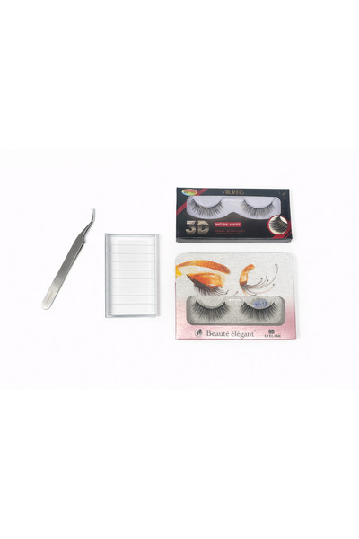 OEM 3D false eyelashes set + application tweezers + eyelash holder – & Soft
