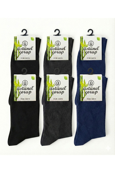 Üstünel çorap 6-Piece Men's Mixed Color (Black-Dark Blue-Anthracite) Labeled ...