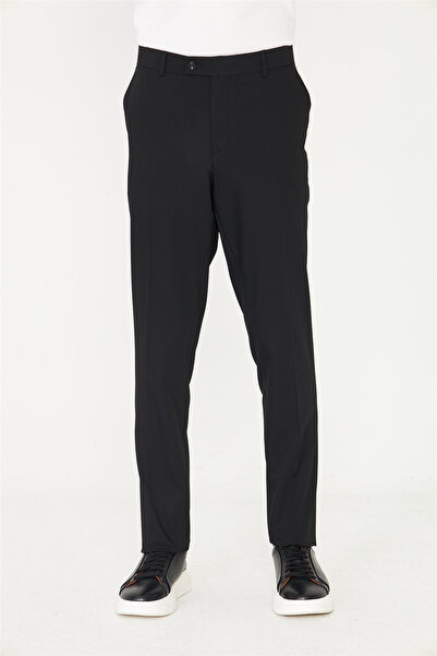 White Stone Black Fabric Trousers