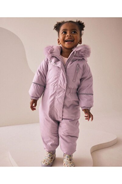 Next Baby Pembe Suya Dayanıklı İçi Polar Astarlı Kar Tulumu