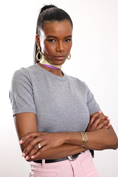 5in1Canpolat Gray Crew Neck Short Sleeve Knitwear 4579