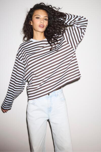 Stradivarius Çizgili uzun kollu t-shirt