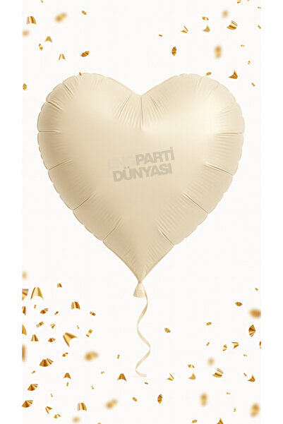 ENG PARTİ DÜNYASI Heart Foil Balloon Cream Color 18 Inch