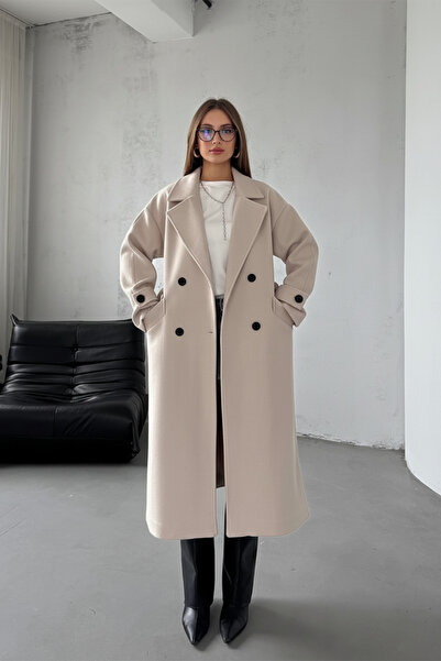 NET OF NOT Light Beige Belted New Season Lined Premium Quality Comfortable Fi...