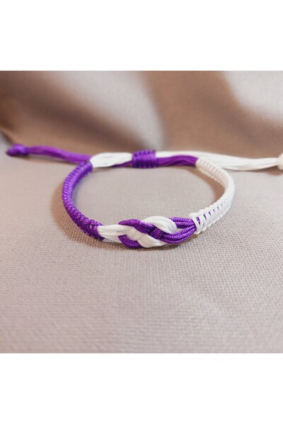 Crystal Atelier Purple and White Infinity Figured Macrame Bracelet - Adjustab...