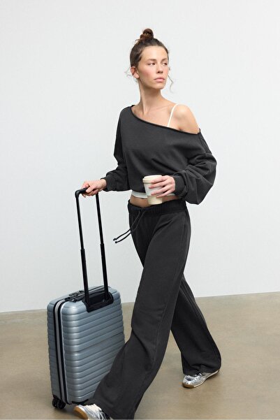 Stradivarius Yıkanmış görünümlü straight jogger pantolon