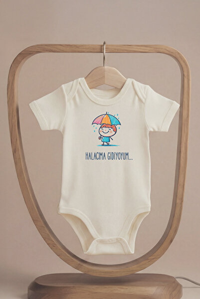 LilJoy Organic 100% Cotton I'M Going to Halacıma Printed Short Sleeve Baby Bo...