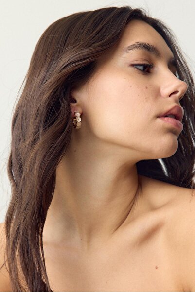 Stradivarius 9'lu emaye çiçekli küpe seti