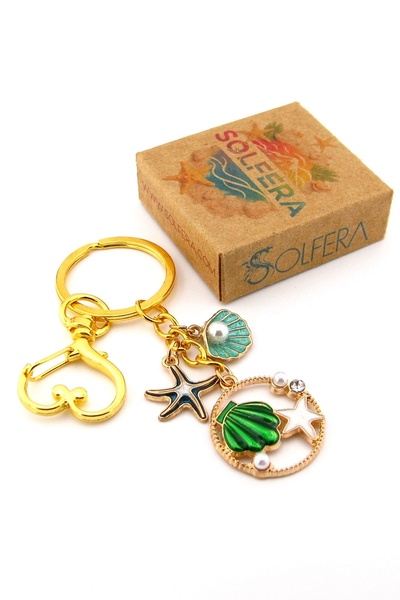 Solfera Beach Green Seashell Seaside Summer Oyster Bag Ornament Charm Keychai...